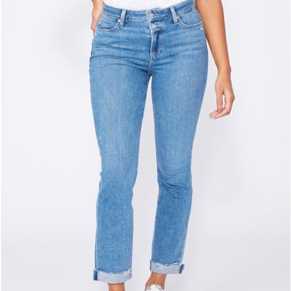 Paige Cindy high Rise Straight w Double Button in Neelah Distressed like n… - Picture 3 of 15